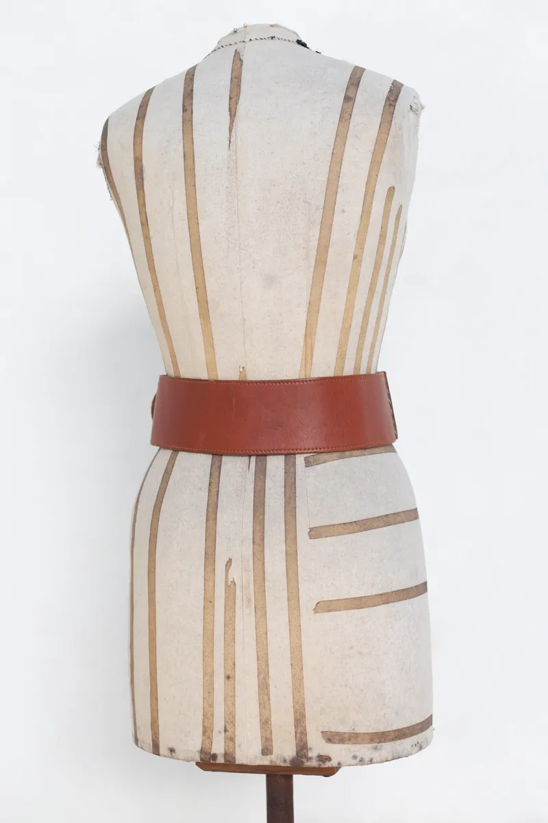 Red Leather Belt with Cutout Holes