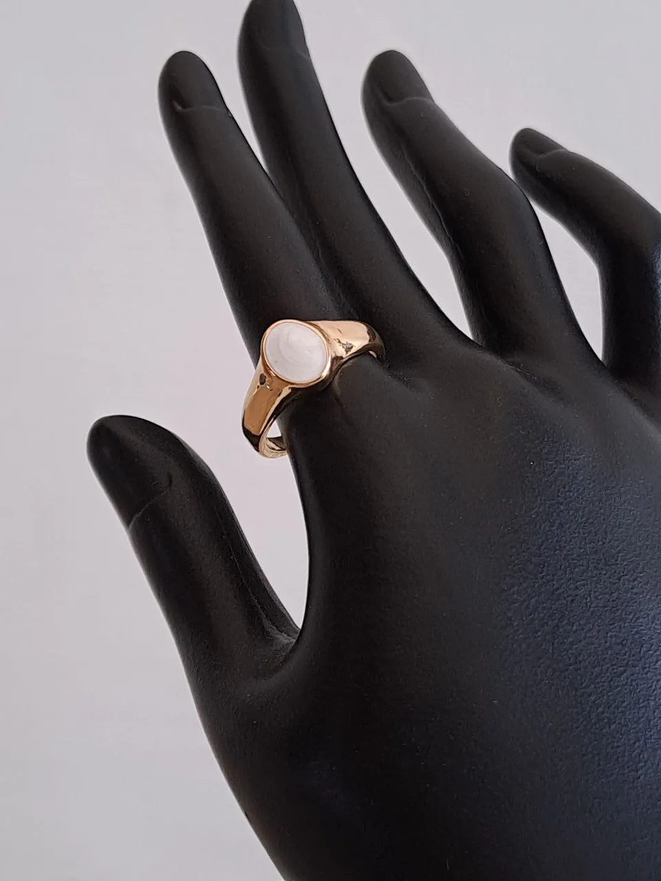 White Gemstone Signet Ring