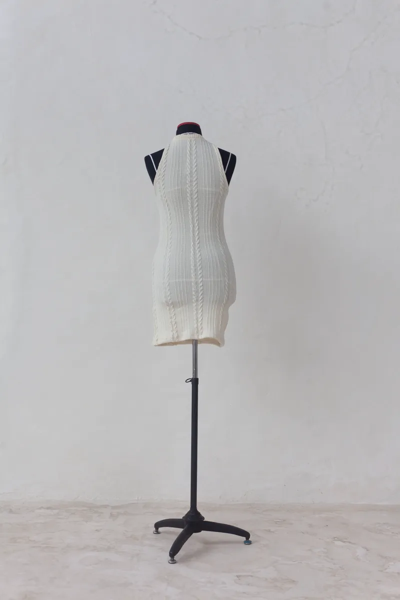 Cream Knitted Halter Neck Dress
