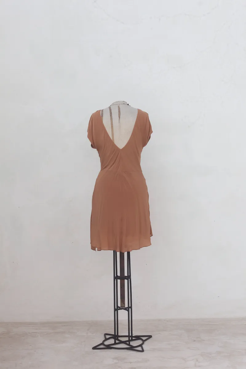 Terra Cotta Dress with Plunge Back