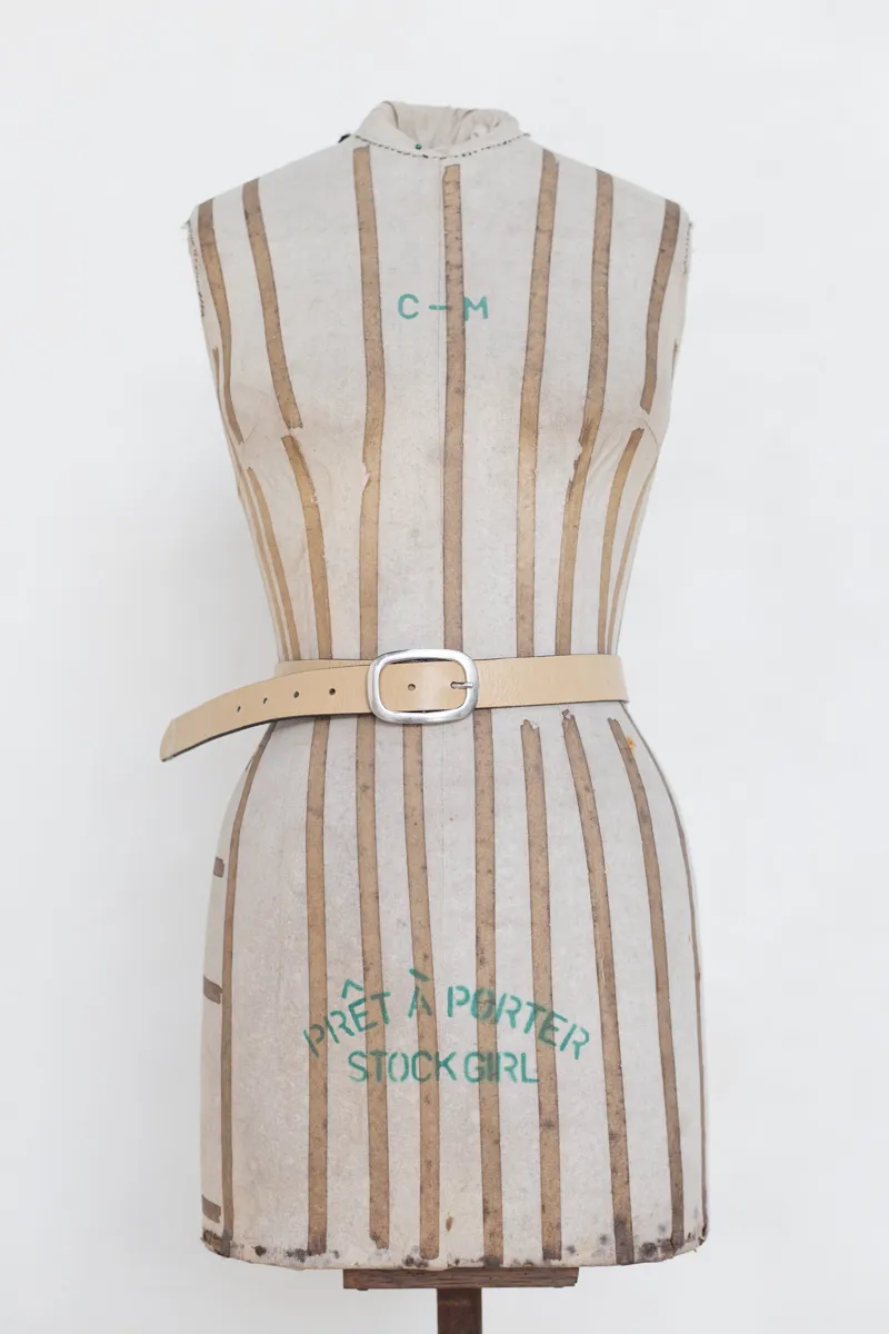 Beige Belt with Silver Buckle