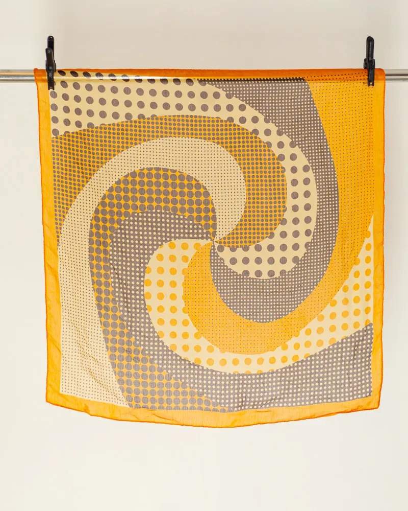 Yellow and Grey Scarf with Spiral Design