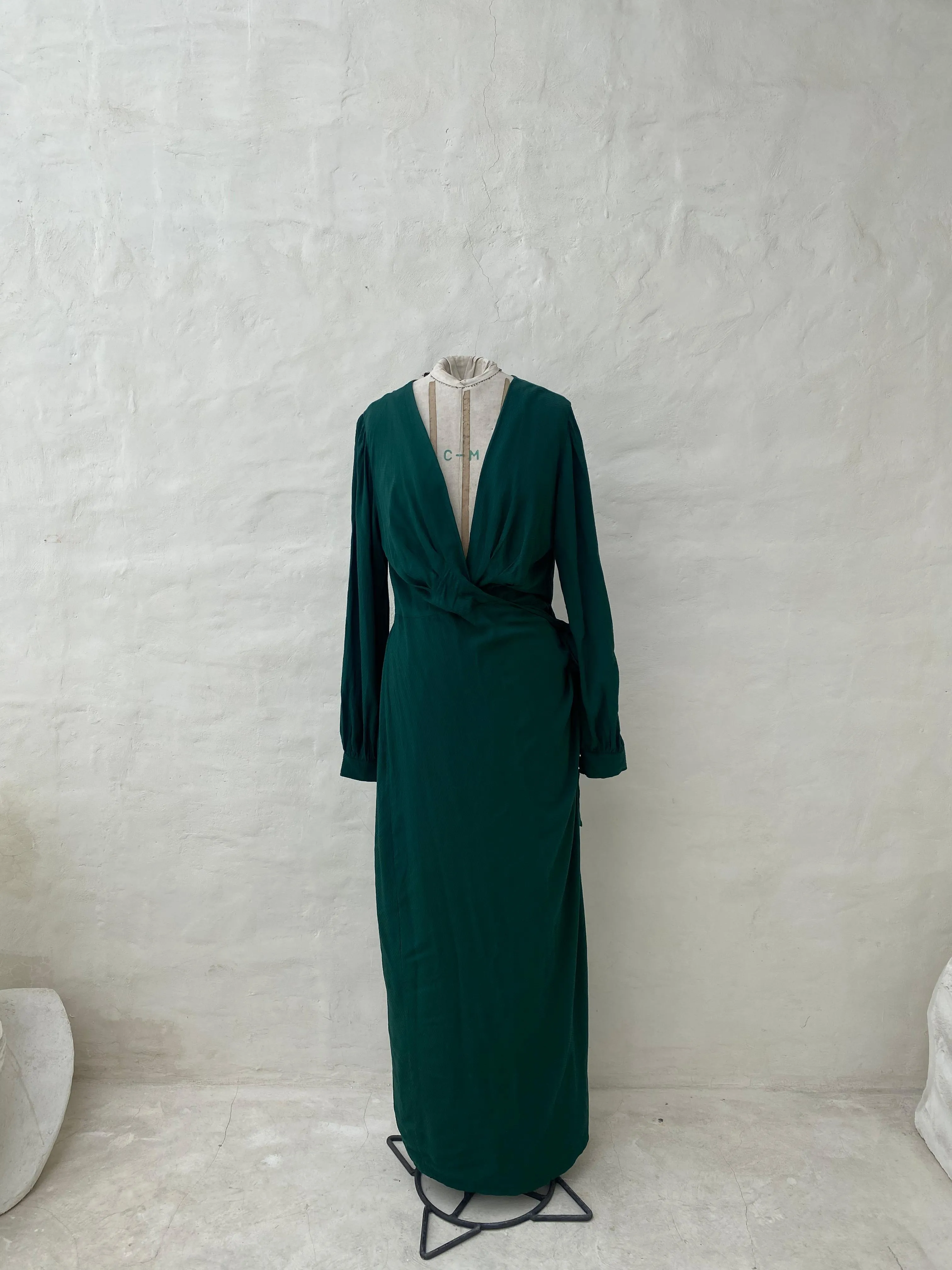 Green Long Wrap Dress