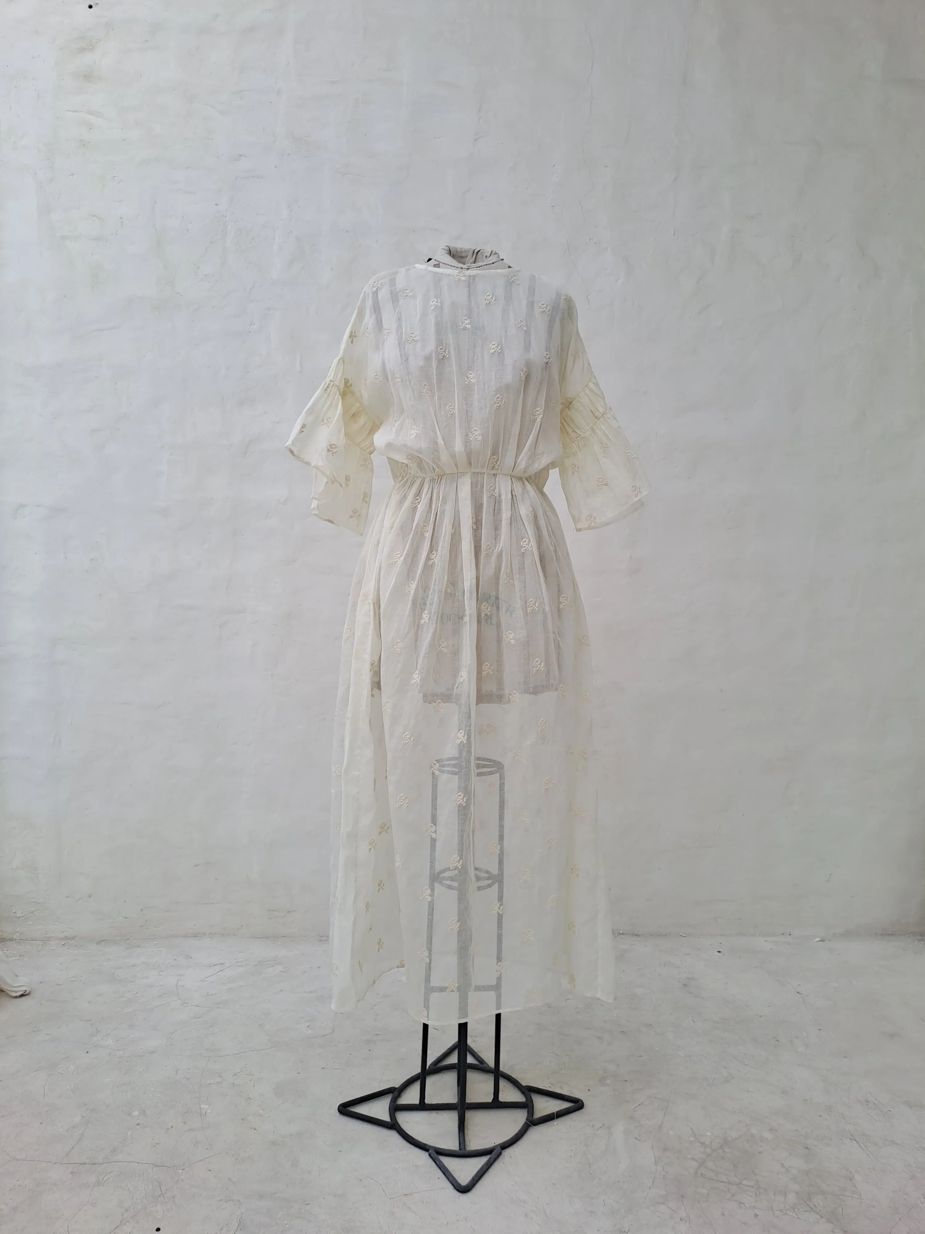 Innika Choo Pale Yellow Long Dress with Flowers Pattern
