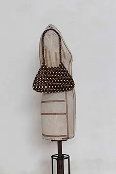 Brown and Cream Beaded Bag