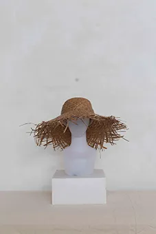 Braided Straw Hat with Irregular Brim