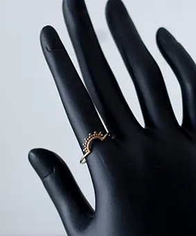 Gold Ring with Rising Sun Design
