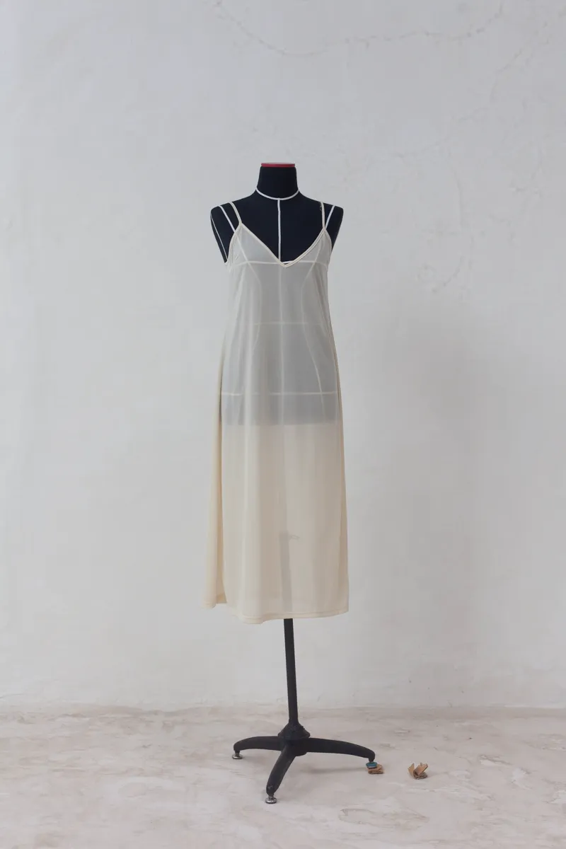Long Cream Slip Dress