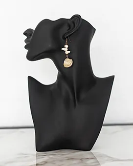 Drop Earrings with Stones and Gold Clam Shell