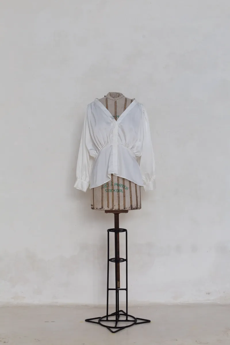 Satin Shirt with Cinched Waist
