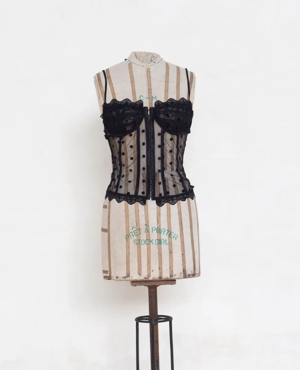 Polka Dot Black Lace Bustier 