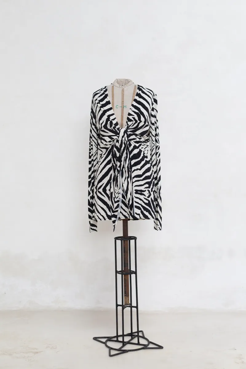  Zebra Print Wrap Dress