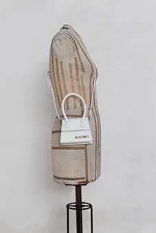 Jacquemus White Bag with Gold Lettering