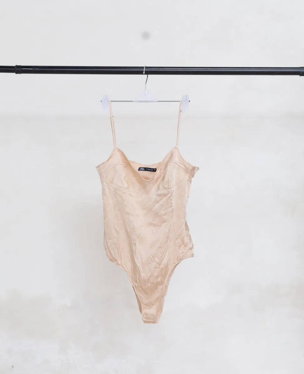 Pink Satin Bodysuit