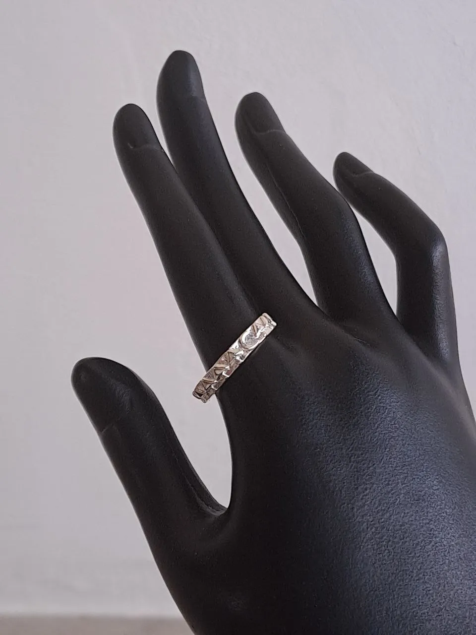 Triangle Studded Design Silver Ring