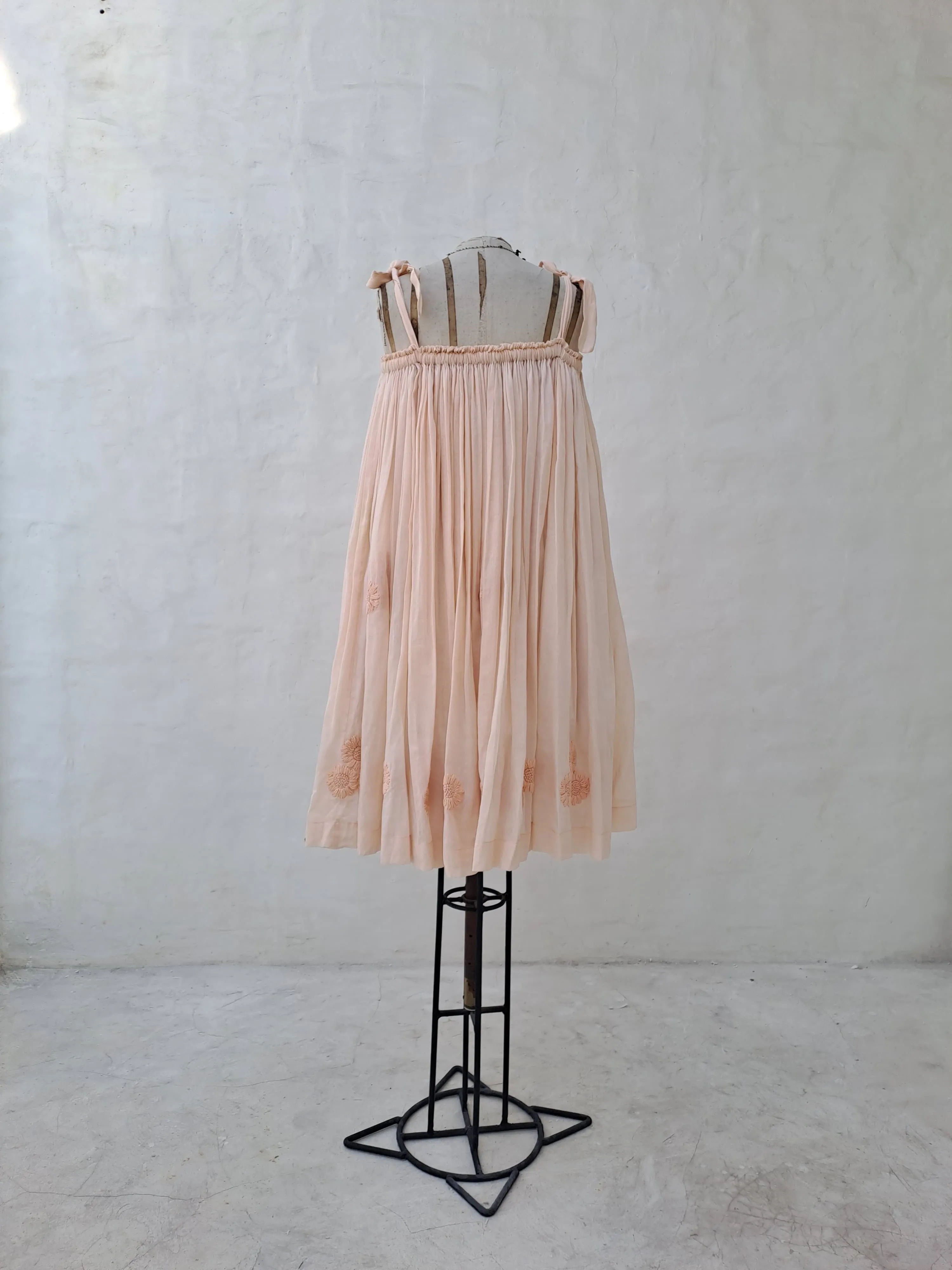 Innika Choo Salmon Midi Dress with Flowers Embroidered