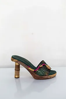 Snake Skin Shoes with Bamboo Heel
