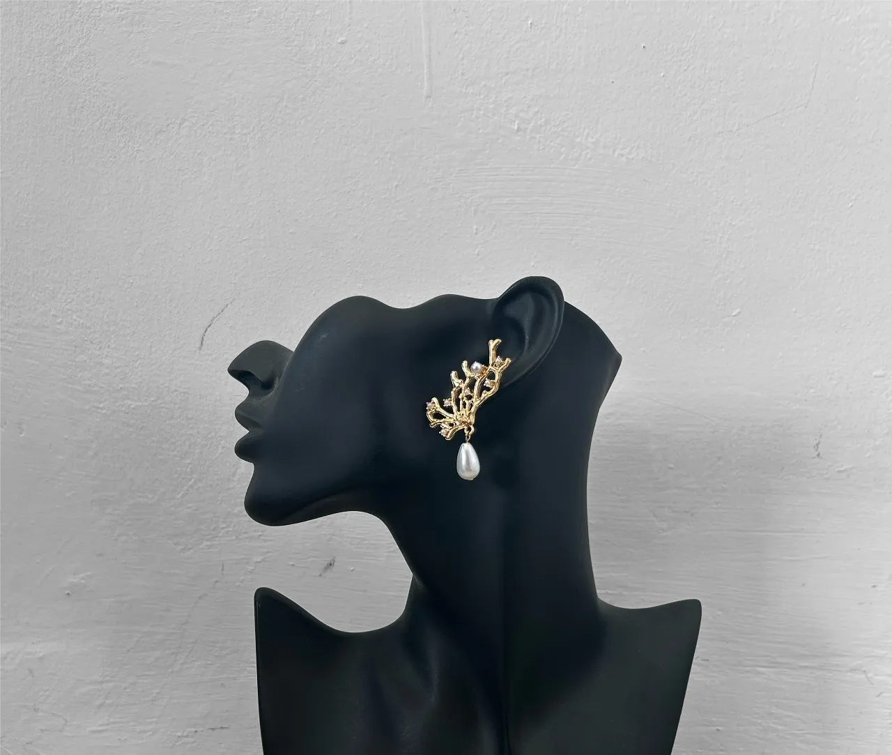 Coral Gold Drop Pearl Earrings
