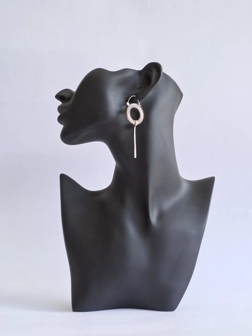 Circle Wand Earrings with Gemstone
