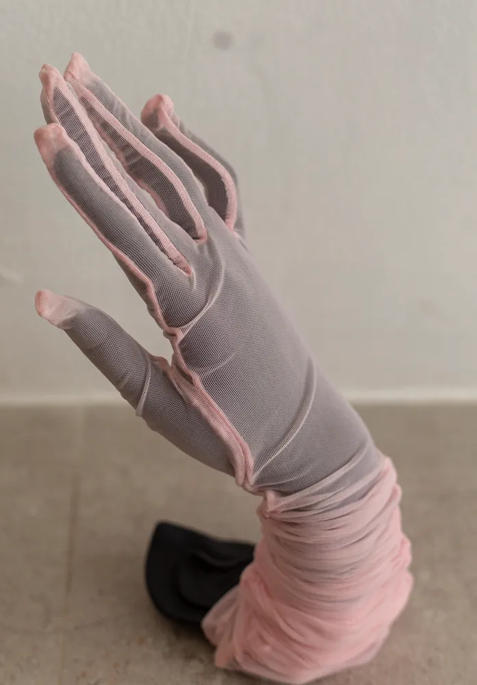 Long Sheer Pink Gloves
