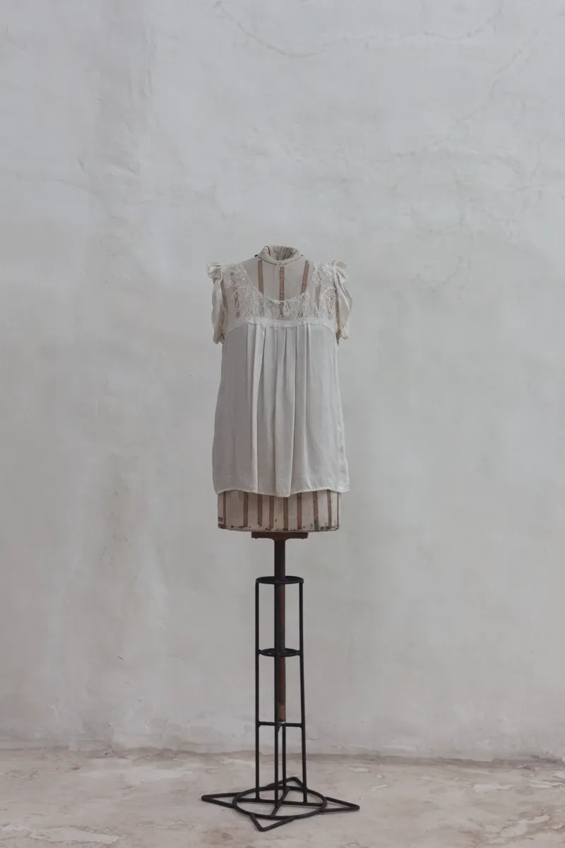  Cream Silk and Lace Top