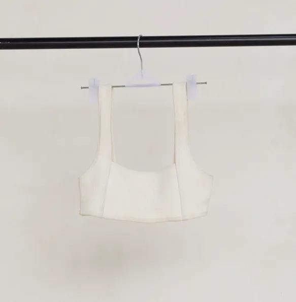 White Textured Bikini Top