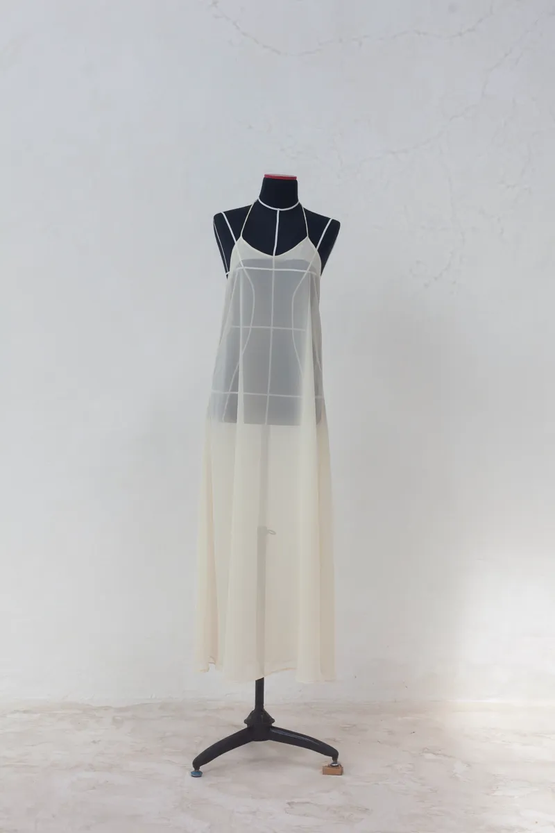 Cream Long Slip Dress
