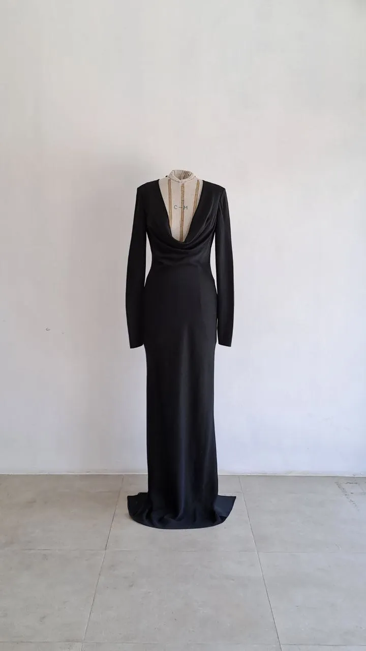 Drapery Black Long Dress