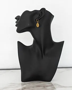  Gold Drop Earrings with Round Pendant