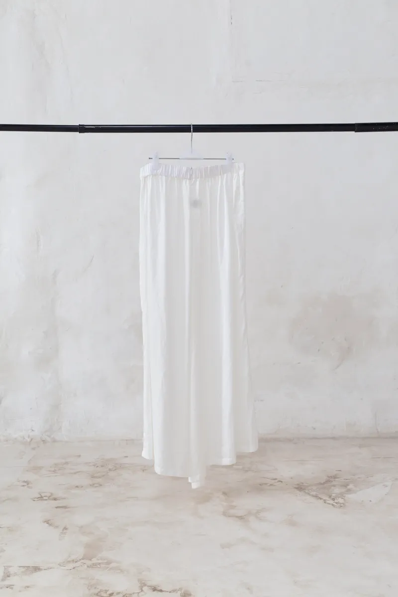White Satin Palazzo Trousers