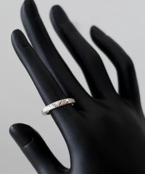 Silver Ring with Designs on Band