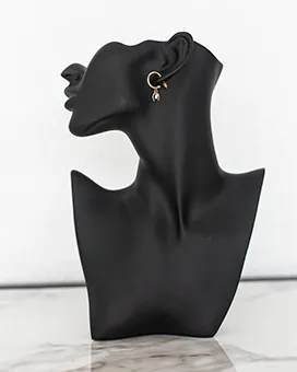 Small Gold Hoops with Teardrop Gem