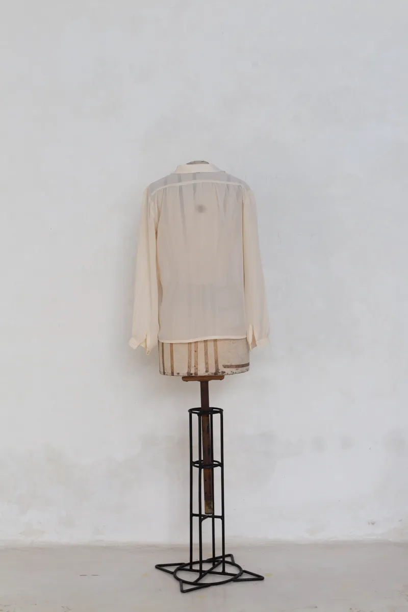 Sheer Cream Satin Blouse