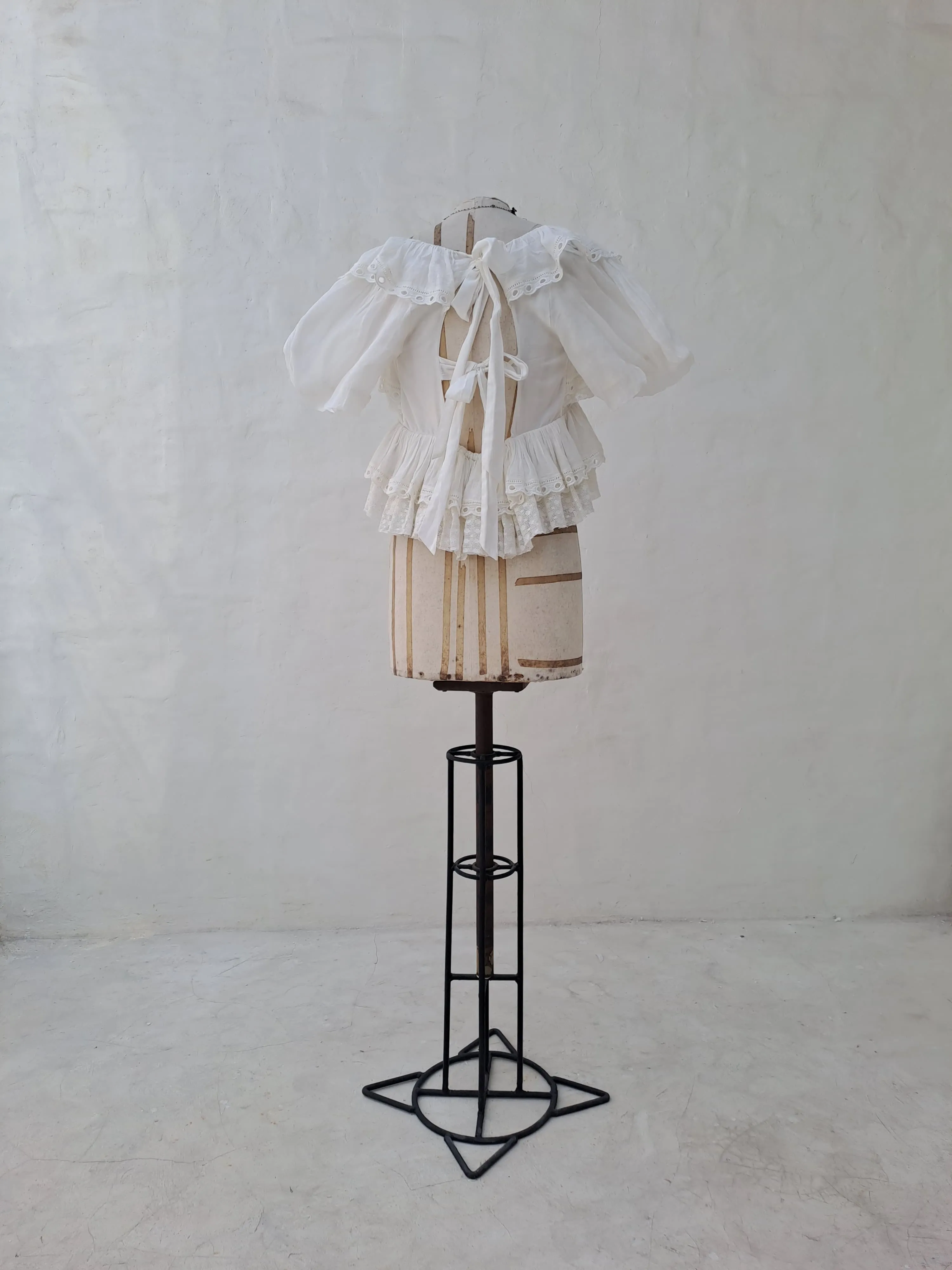 Innika Choo Ivory Ruffles Top with Bow Back