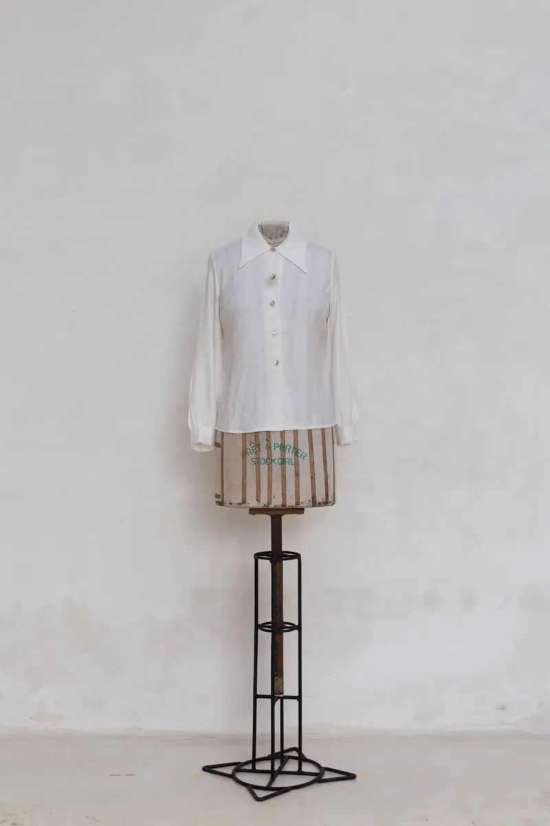 White Long Sleeved Silk Shirt