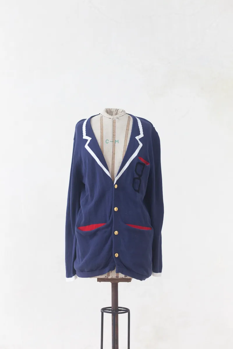 Navy Retro Style Cardigan with Gold Buttons