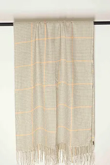 Grey, Cream and Orange Chequered Scarf
