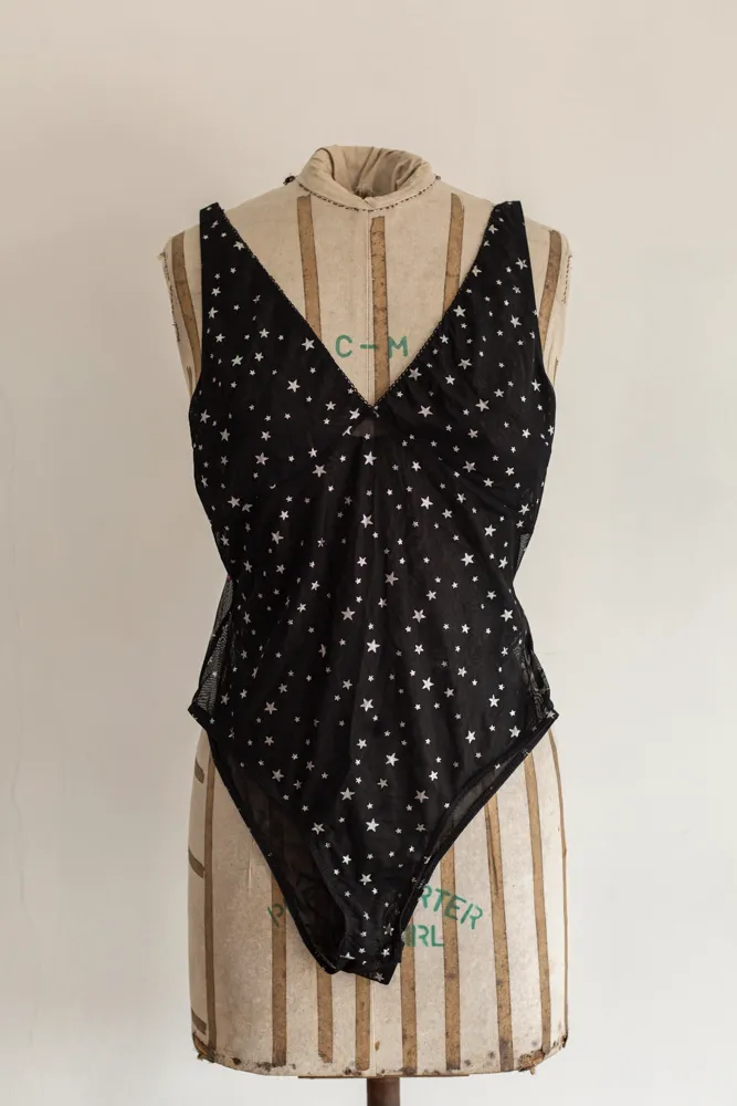 Black Swimsuit with White Star Pattern