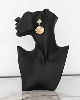 Pearl and Scallop Shell Gold Earrings