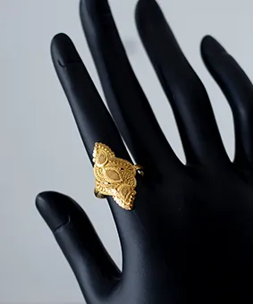 Gold Ring with Gold Bead Design