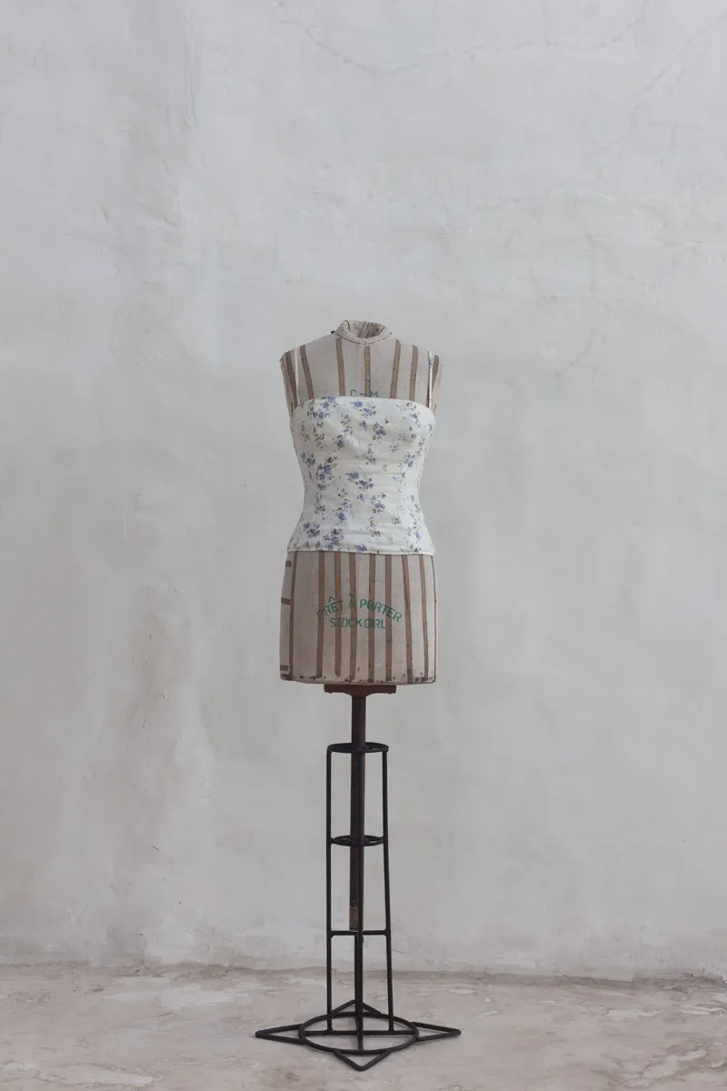 White Camisole with Blue Floral Pattern