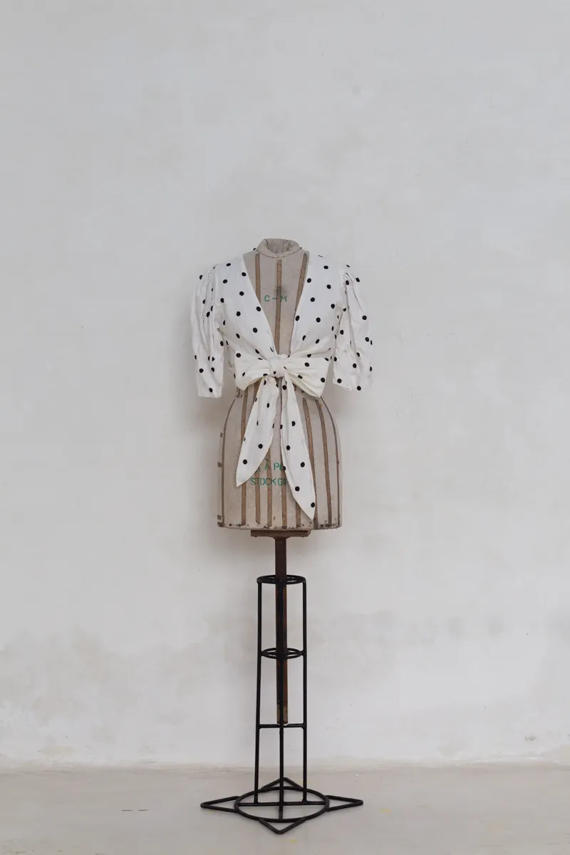 White and Black Polka Dot Top
