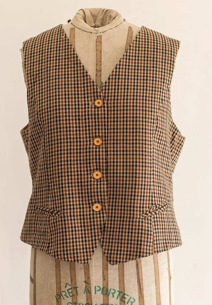 Light Brown Chequered Vest