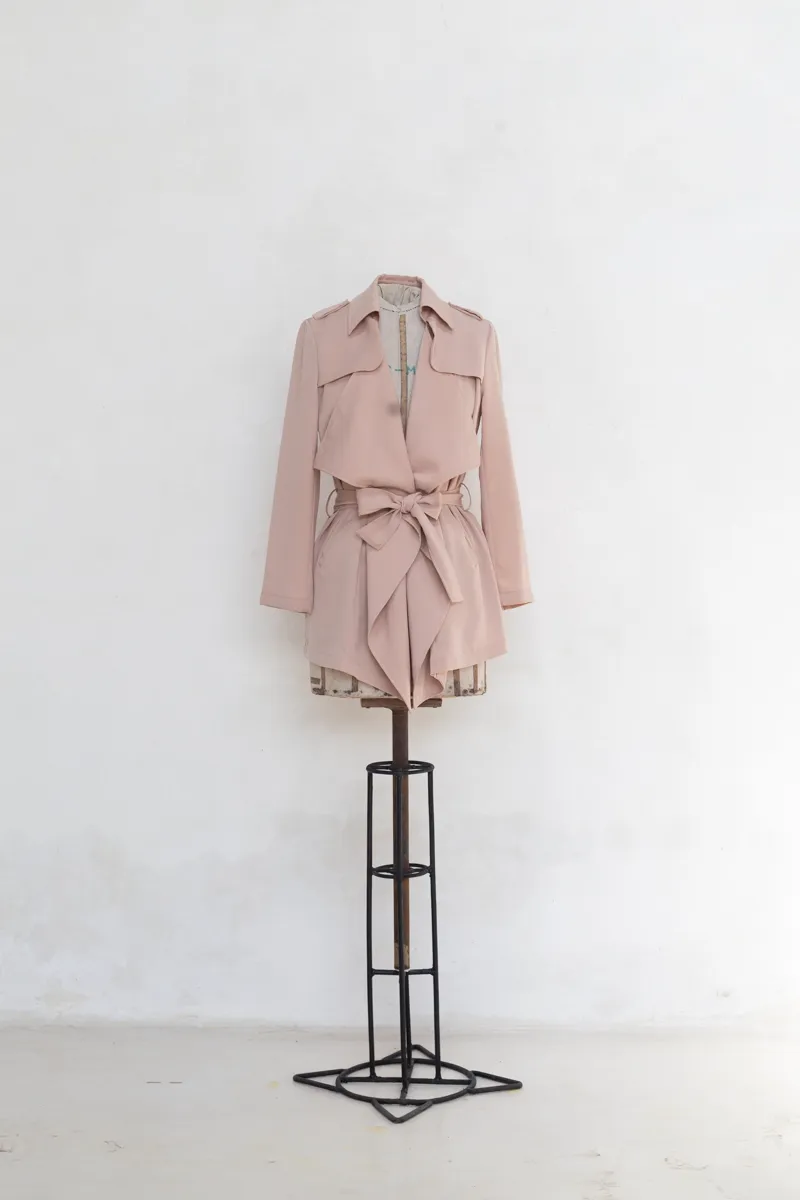 Pink trench style coat
