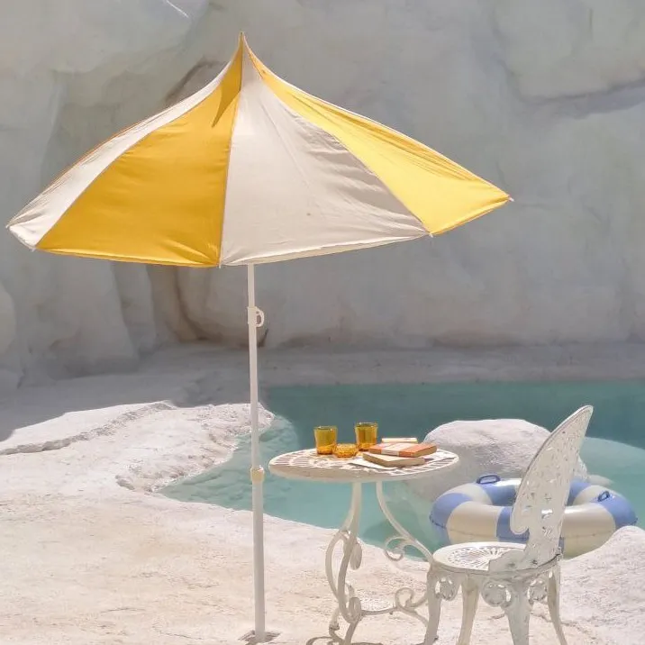 Yellow White Striped Umbrella