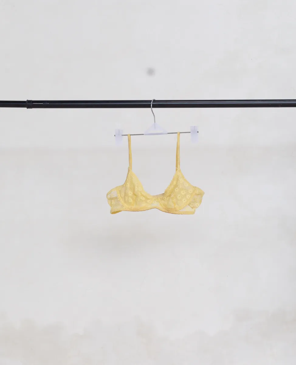 Yellow Lace Floral Bra