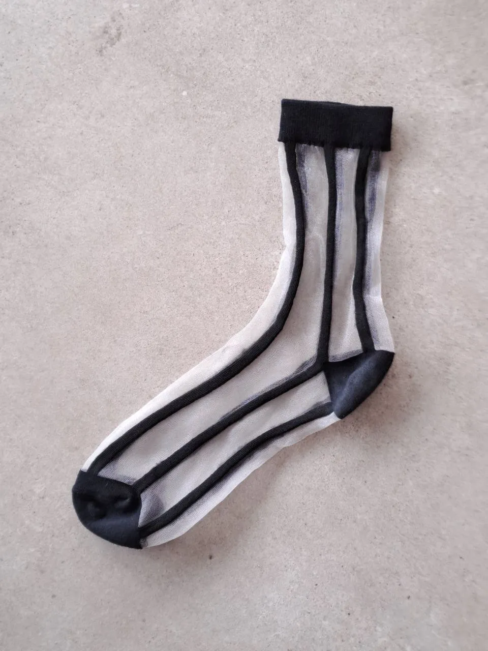 Black White Sheer Line Socks