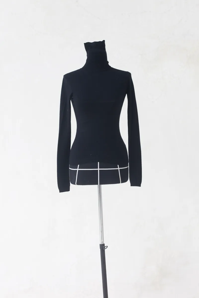 Black Turtle Fitted Turtle Neck