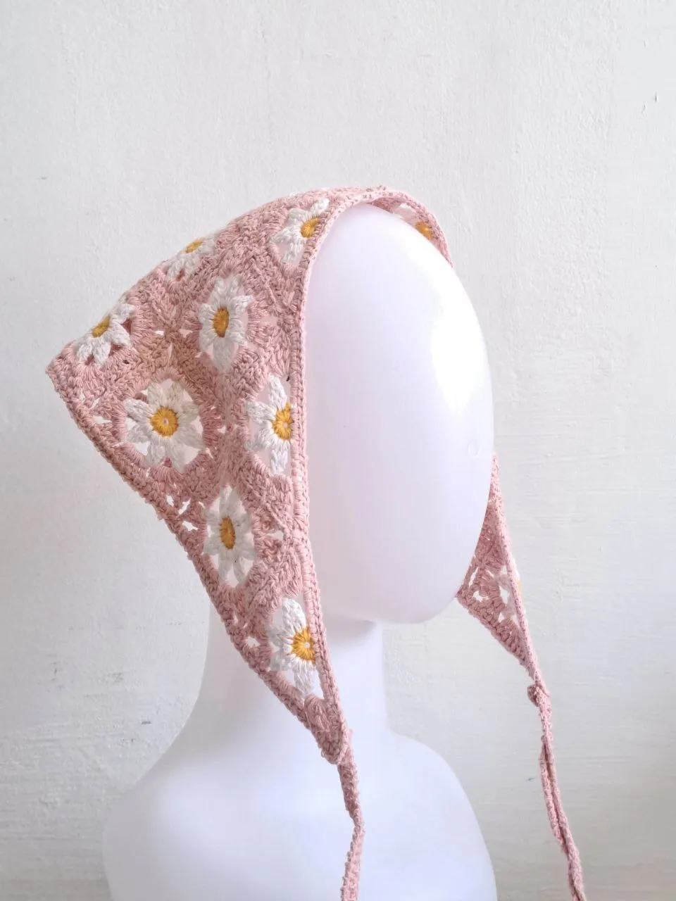 Pink Crochet Head Scarf