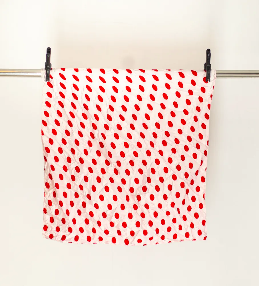 White Scarf with Red Polka Dots